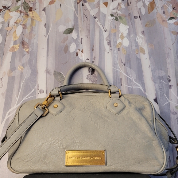 MARC By Marc Jacobs Leather Dual Zipper Shoulder / Hand Bag Gray - Picture 2 of 16